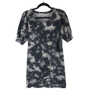 Jane & Delancey Tie-Dye Puff Sleeve Dress Pockets S Cotton Blend French Terry